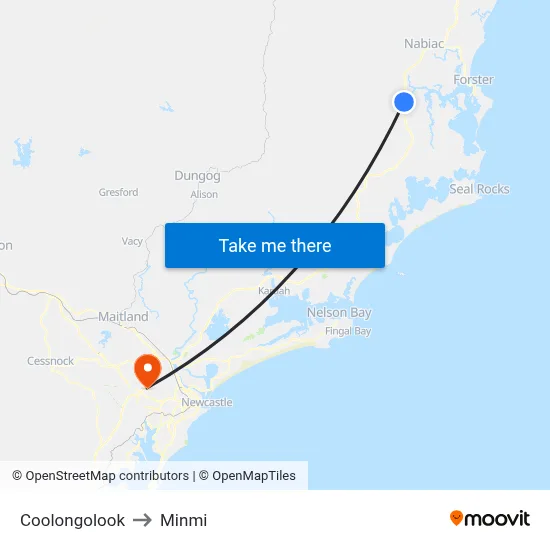 Coolongolook to Minmi map