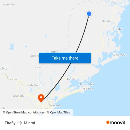 Firefly to Minmi map