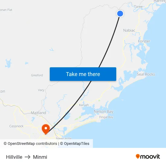 Hillville to Minmi map