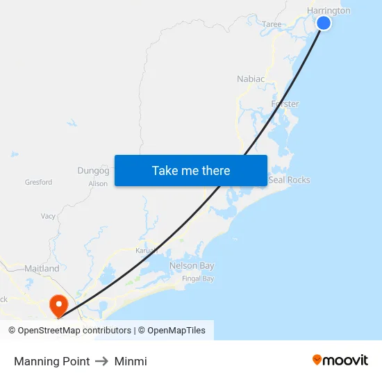 Manning Point to Minmi map