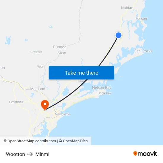 Wootton to Minmi map