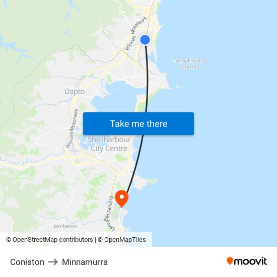 Coniston to Minnamurra map