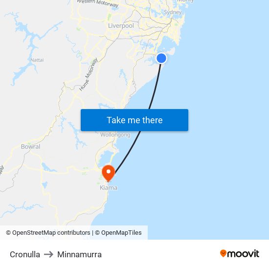 Cronulla to Minnamurra map