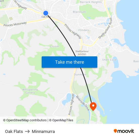 Oak Flats to Minnamurra map