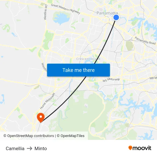 Camellia to Minto map