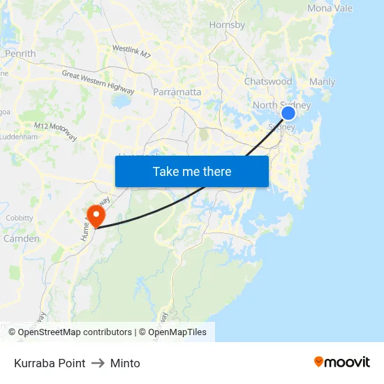 Kurraba Point to Minto map