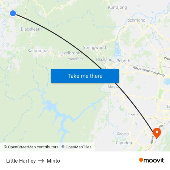 Little Hartley to Minto map