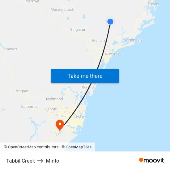 Tabbil Creek to Minto map
