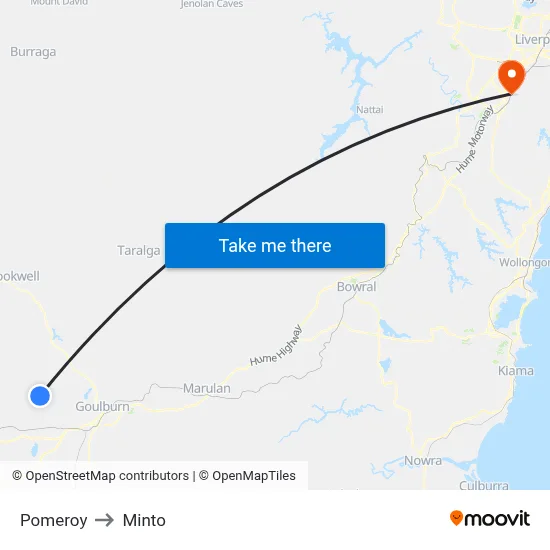 Pomeroy to Minto map