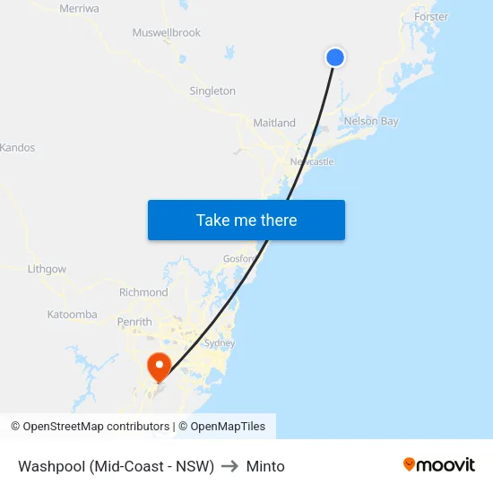 Washpool (Mid-Coast - NSW) to Minto map