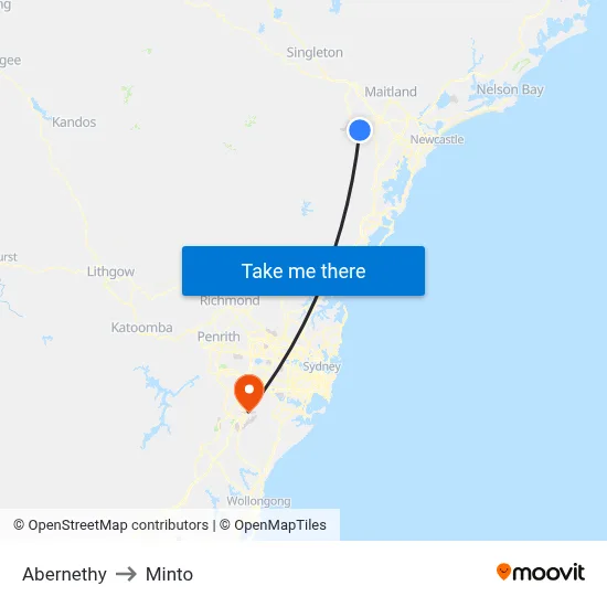 Abernethy to Minto map