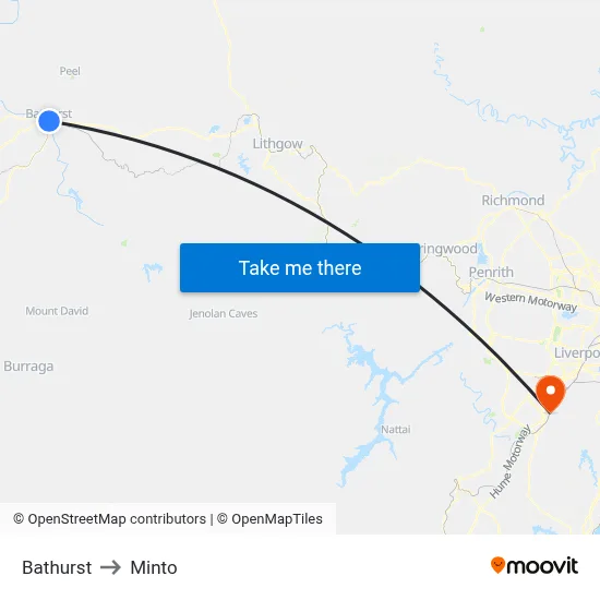Bathurst to Minto map