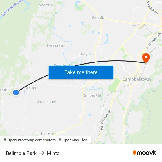 Belimbla Park to Minto map