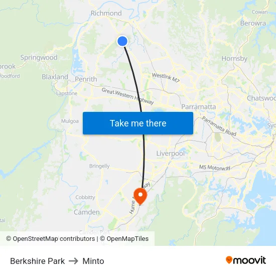 Berkshire Park to Minto map