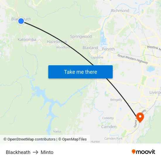 Blackheath to Minto map