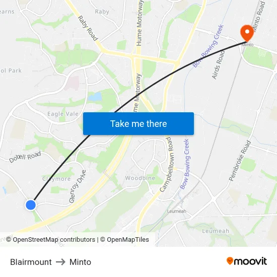 Blairmount to Minto map