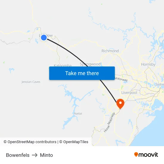 Bowenfels to Minto map