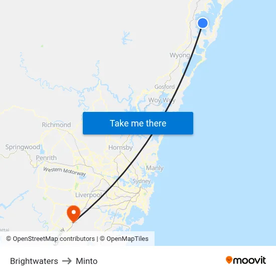 Brightwaters to Minto map