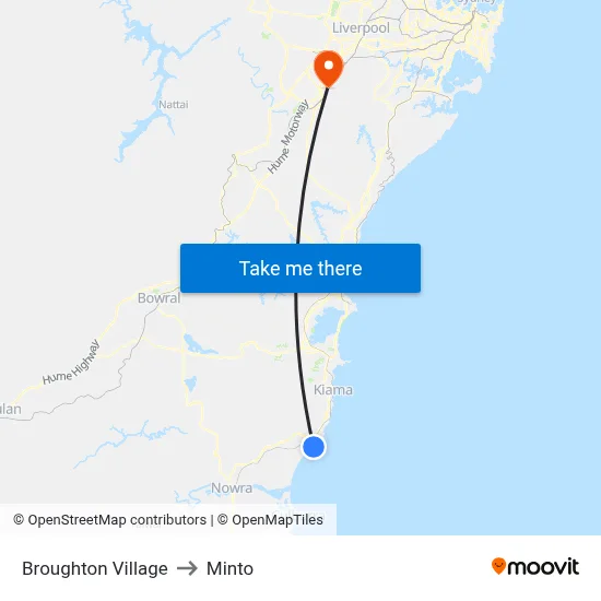 Broughton Village to Minto map
