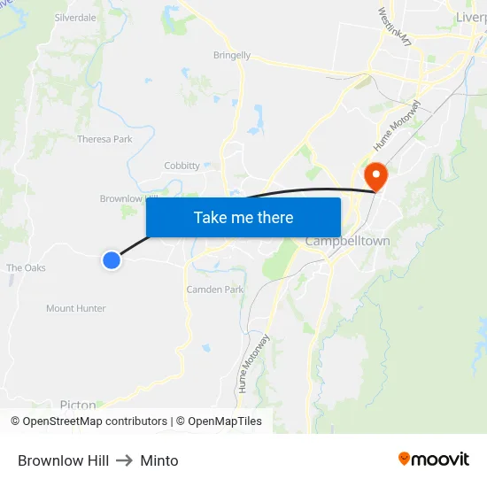 Brownlow Hill to Minto map
