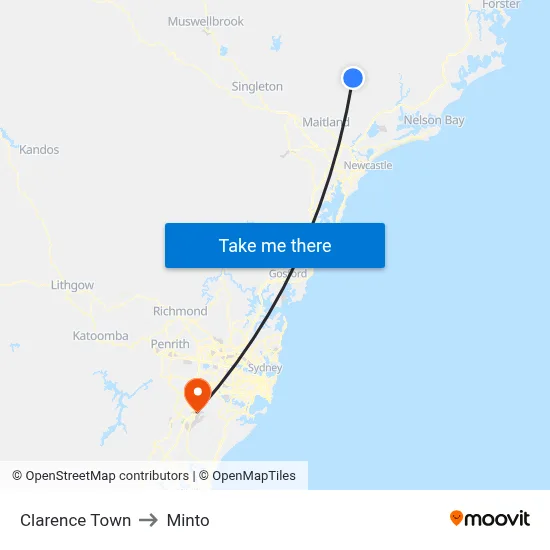 Clarence Town to Minto map