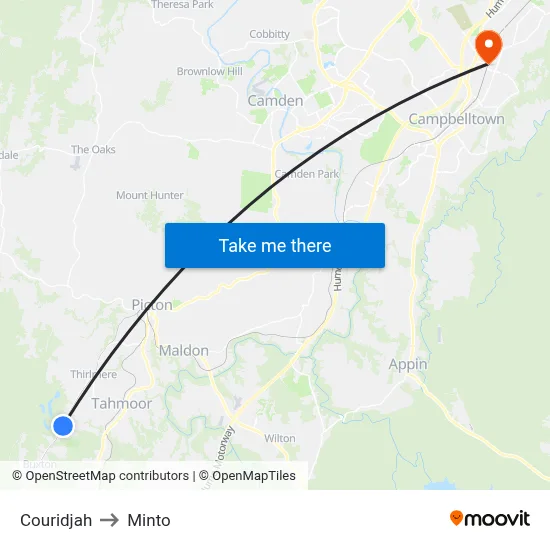 Couridjah to Minto map