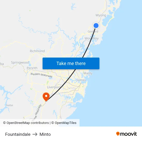 Fountaindale to Minto map