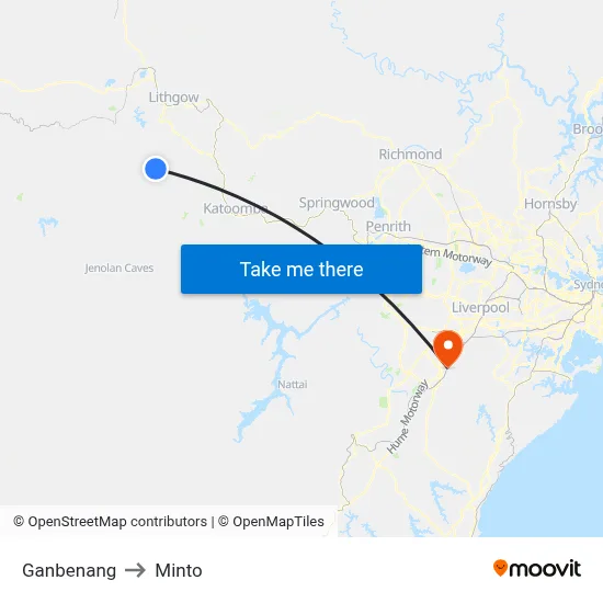 Ganbenang to Minto map