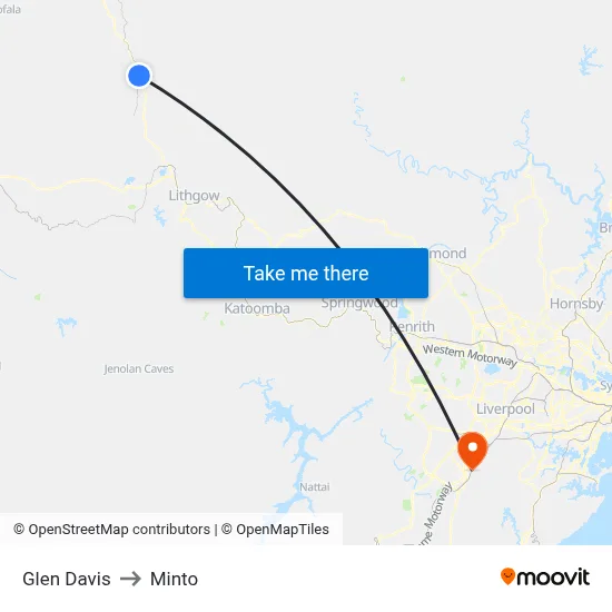 Glen Davis to Minto map