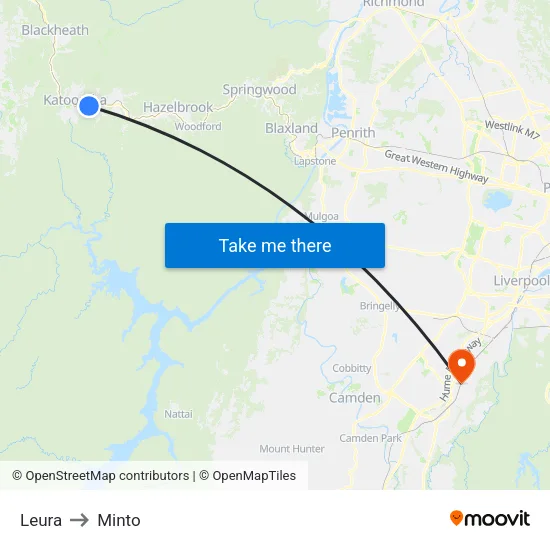 Leura to Minto map