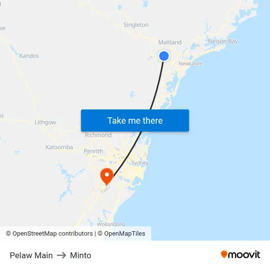 Pelaw Main to Minto map