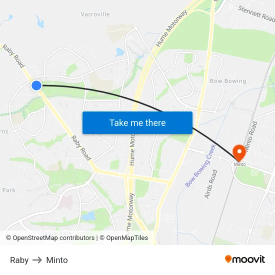 Raby to Minto map