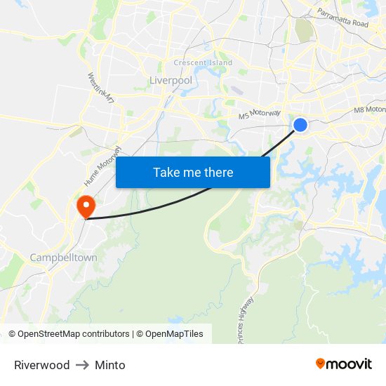 Riverwood to Minto map