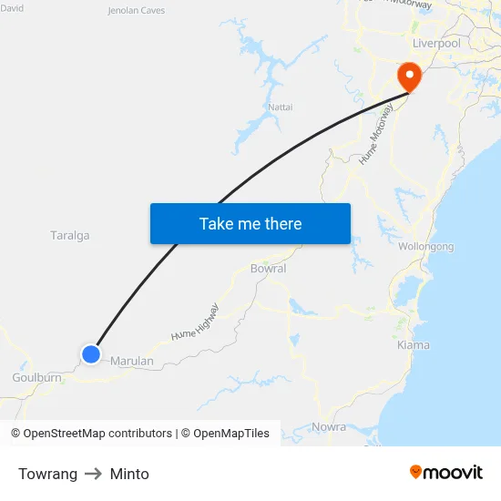 Towrang to Minto map