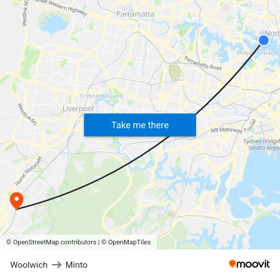 Woolwich to Minto map