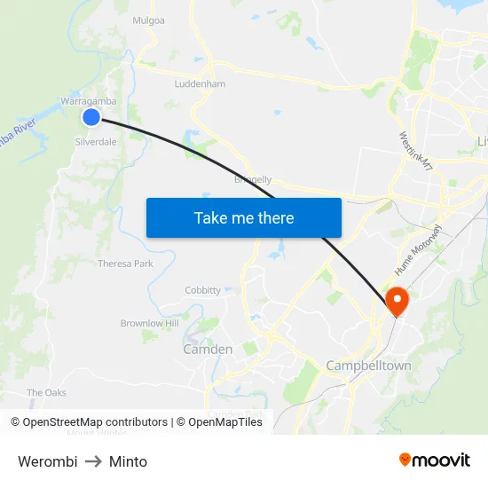 Werombi to Minto map