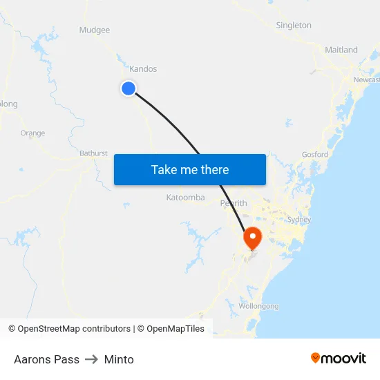 Aarons Pass to Minto map