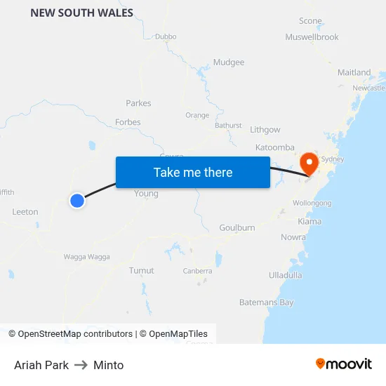 Ariah Park to Minto map