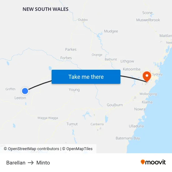 Barellan to Minto map