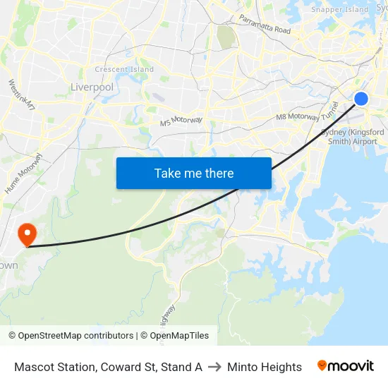 Mascot Station, Coward St, Stand A to Minto Heights map