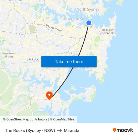 The Rocks (Sydney - NSW) to Miranda map