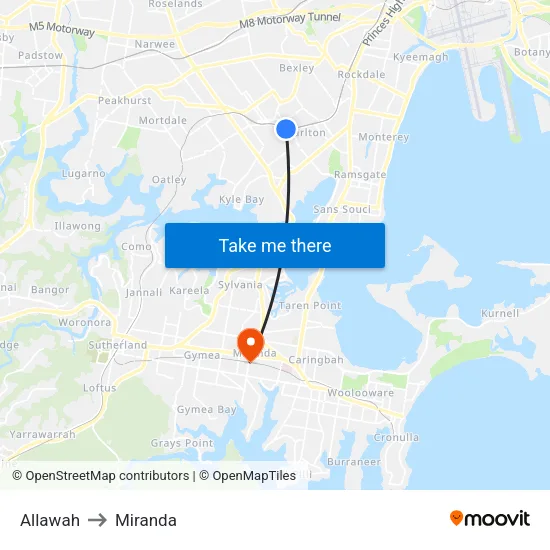Allawah to Miranda map