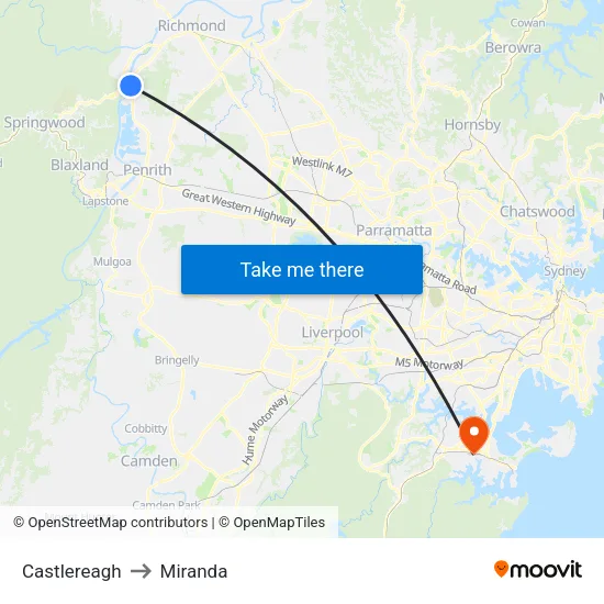 Castlereagh to Miranda map