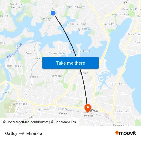 Oatley to Miranda map