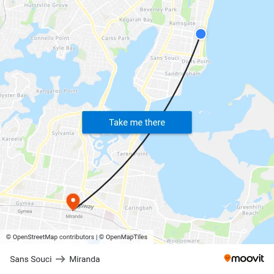 Sans Souci to Miranda map