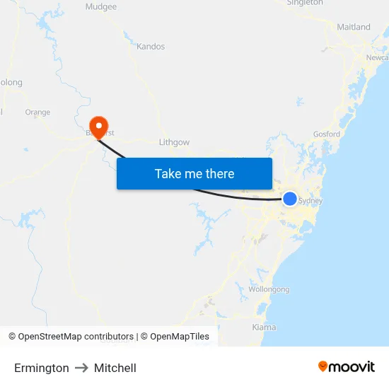Ermington to Mitchell map