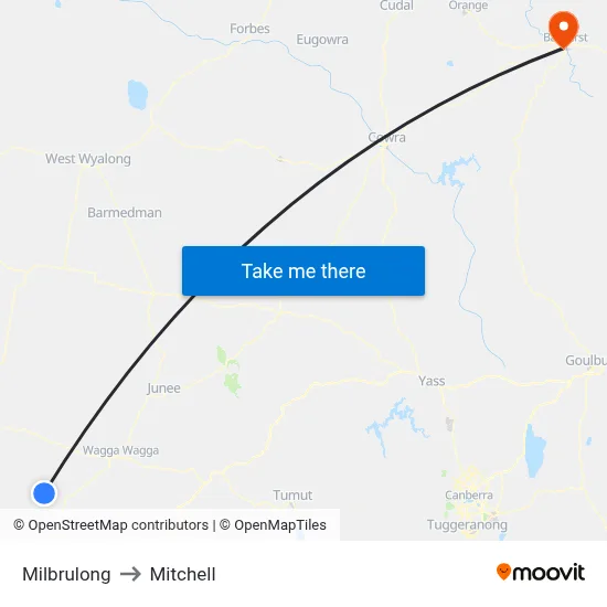 Milbrulong to Mitchell map