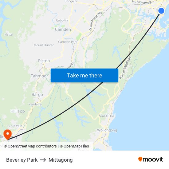 Beverley Park to Mittagong map