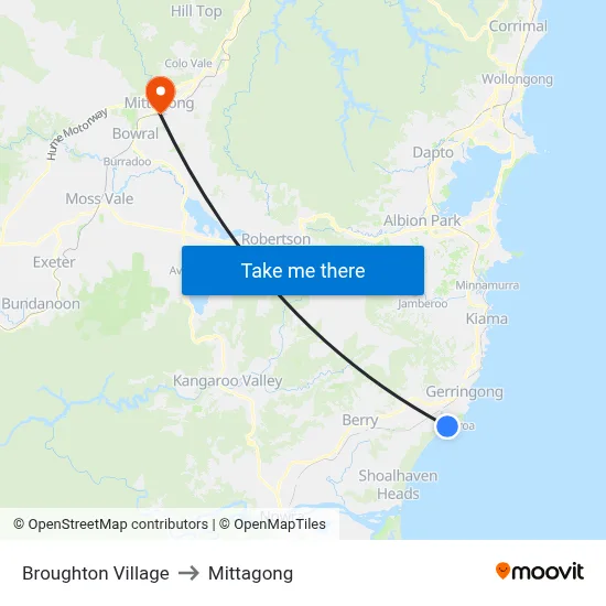 Broughton Village to Mittagong map