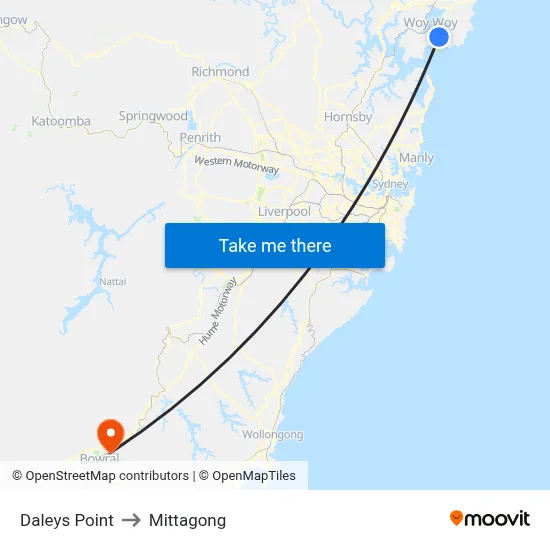 Daleys Point to Mittagong map